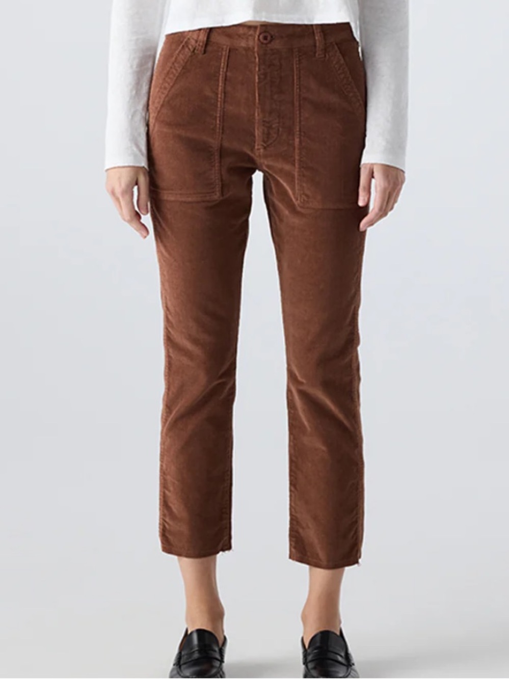 AMO sz 27 cocoa Brown EASY ARMY TROUSER Corduroy Utility crop Pants